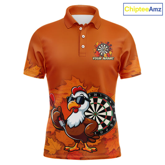 Personalized Orange Funny Turkey Darts Shirts For Men Custom Thanksgiving Dart Team Jersey  TDM7269