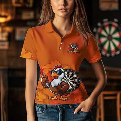 Personalized Orange Funny Turkey Darts Shirts For Women Custom Thanksgiving Dart Team Jersey  TDM7269