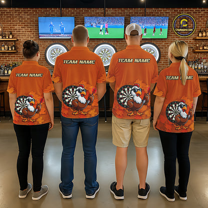 Personalized Orange Funny Turkey Darts Shirts For Women Custom Thanksgiving Dart Team Jersey  TDM7269