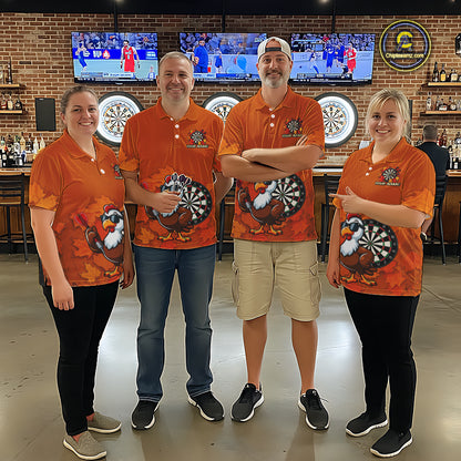 Personalized Orange Funny Turkey Darts Shirts For Women Custom Thanksgiving Dart Team Jersey  TDM7269