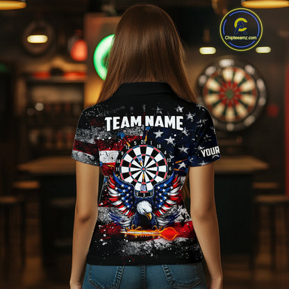 Personalized Dartboard Eagle American Flag Darts Shirt For Women, Patriotic Darts Team Jersey TDM5225