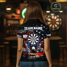 Load image into Gallery viewer, Personalized Dartboard Eagle American Flag Darts Shirt For Women, Patriotic Darts Team Jersey TDM5225