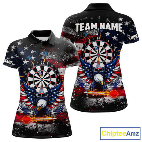 Personalized Dartboard Eagle American Flag Darts Shirt For Women, Patriotic Darts Team Jersey TDM5225