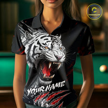 Load image into Gallery viewer, Personalized Tiger 8 Ball Pool Billiard Shirt For Women, Billiard Team Jersey Polo &amp; 1/4 Zip |Red TDM5495
