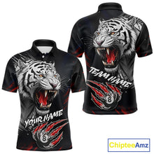 Load image into Gallery viewer, Personalized Tiger 8 Ball Pool Billiard Shirt For Men, Billiard Team Jersey Polo &amp; 1/4 Zip |Red TDM5495