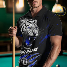 Load image into Gallery viewer, Personalized Tiger 8 Ball Pool Billiard Shirt For Men, Billiard Team Jersey Polo &amp; 1/4 Zip |Blue TDM5496