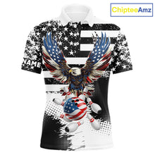 Load image into Gallery viewer, Custom Bowling Shirts For Men, Grunge Eagle American Flag Bowling Jersey Team Polo &amp; 1/4 Zip TDM6545