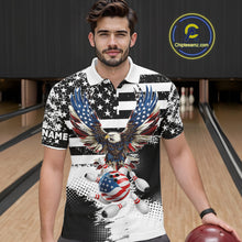 Load image into Gallery viewer, Custom Bowling Shirts For Men, Grunge Eagle American Flag Bowling Jersey Team Polo &amp; 1/4 Zip TDM6545