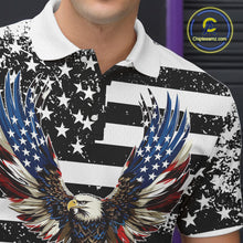 Load image into Gallery viewer, Custom Bowling Shirts For Men, Grunge Eagle American Flag Bowling Jersey Team Polo &amp; 1/4 Zip TDM6545