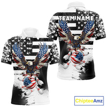 Load image into Gallery viewer, Custom Bowling Shirts For Men, Grunge Eagle American Flag Bowling Jersey Team Polo &amp; 1/4 Zip TDM6545