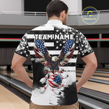 Load image into Gallery viewer, Custom Bowling Shirts For Men, Grunge Eagle American Flag Bowling Jersey Team Polo &amp; 1/4 Zip TDM6545