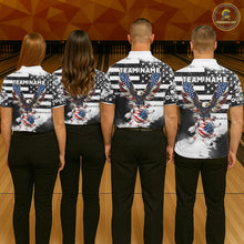 Load image into Gallery viewer, Custom Bowling Shirts For Men, Grunge Eagle American Flag Bowling Jersey Team Polo &amp; 1/4 Zip TDM6545