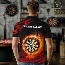 Load image into Gallery viewer, Red Flaming Dartboard Fire Darts Shirt For Men Custom Darts Jersey Team Polo &amp; Quarter Zip TDM5501
