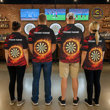 Load image into Gallery viewer, Red Flaming Dartboard Fire Darts Shirt For Women Custom Darts Jersey Team Polo &amp; Quarter Zip TDM5501