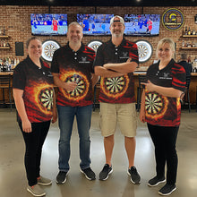 Load image into Gallery viewer, Red Flaming Dartboard Fire Darts Shirt For Women Custom Darts Jersey Team Polo &amp; Quarter Zip TDM5501