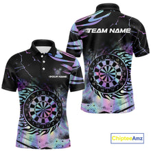 Load image into Gallery viewer, Holographic Flaming Dartboard Custom Darts Shirt For Men, Darts Jersey Team Polo &amp; 1/4 Zip TDM5502