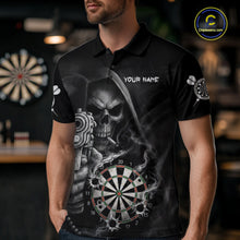 Load image into Gallery viewer, Funny Grim Reaper Smoke Darts Shirt For Men Custom Darts Jersey Team Polo &amp; 1/4 Zip TDM5758