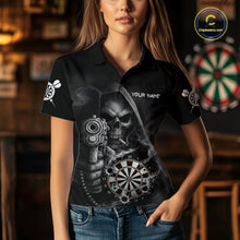 Load image into Gallery viewer, Funny Grim Reaper Smoke Darts Shirt For Women Custom Darts Jersey Team Polo &amp; 1/4 Zip TDM5758