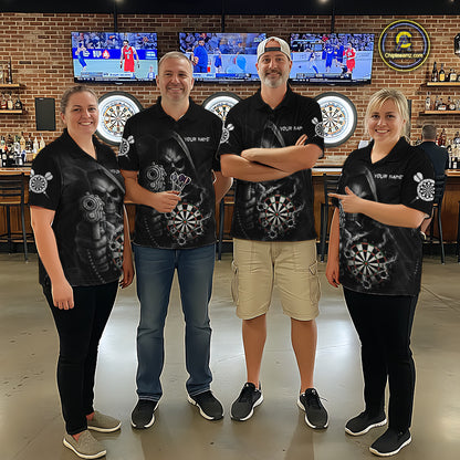 Funny Grim Reaper Smoke Darts Shirt For Men Custom Darts Jersey Team Polo & 1/4 Zip TDM5758
