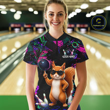 Load image into Gallery viewer, Personalized Funny Squirrel Graffiti Bowling Jersey For Women, Bowling Team Shirts Polo &amp; 1/4 Zip TDM6555