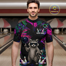 Load image into Gallery viewer, Personalized Funny Raccoon Graffiti Bowling Jersey For Men, Bowling Team Shirts Polo &amp; 1/4 Zip TDM6557
