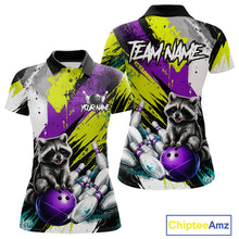 Load image into Gallery viewer, Custom Funny Raccoon Bowling Jersey For Women Custom Bowling Team Shirts Polo &amp; 1/4 Zip, Bowling Gifts TDM6571