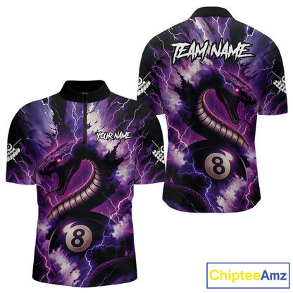 Purple Thunder Lightning Cobra Snake 8 Ball Billiard Shirt For Men Custom Pool Team League Jersey TDM4838