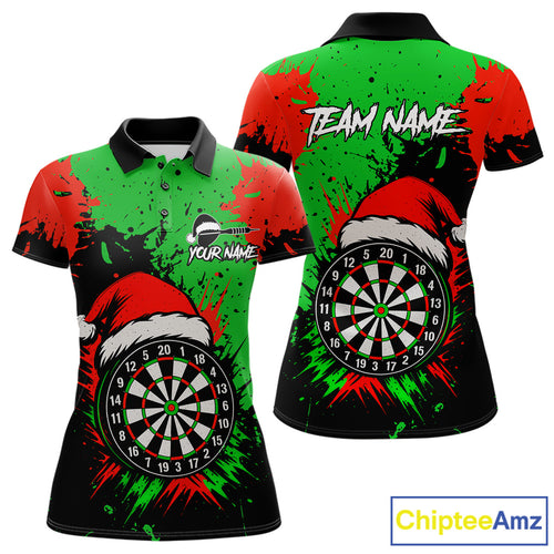 Funny Green And Red Splash Santa Christmas Darts Shirt For Women Custom Xmas Gifts Darts Jersey TDM4847