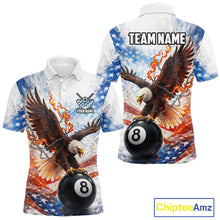 Load image into Gallery viewer, American Flag Eagle 8 Ball Billiard Shirt For Men Custom Patriotic Pool Team Jersey Polo &amp; 1/4 Zip TDM6156
