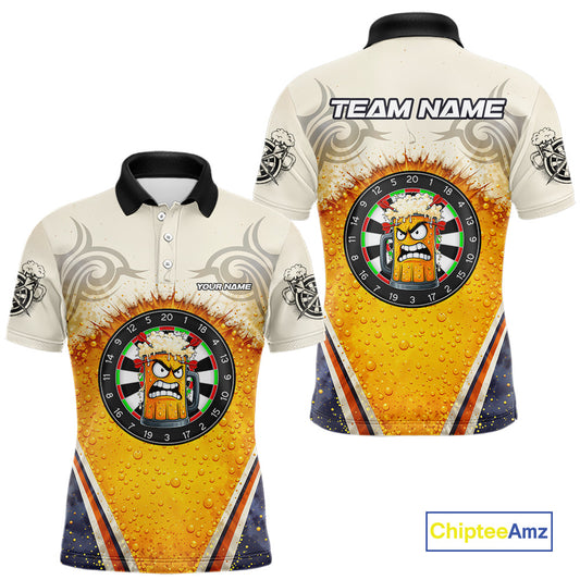 Funny Yellow Angry Beer Darts Shirt For Men Custom Darts Jersey Team Polo & Quarter Zip TDM5569