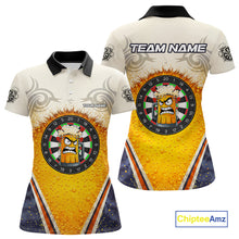 Load image into Gallery viewer, Funny Yellow Angry Beer Darts Shirt For Women Custom Darts Jersey Team Polo &amp; Quarter Zip TDM5569