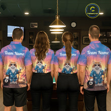 Load image into Gallery viewer, Personalized Funny Cat Sunset Billiard Shirt For Women Custom 8 Ball Pool Team Jersey Polo &amp; 1/4 Zip TDM6414