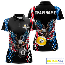 Load image into Gallery viewer, American Flag Eagle 8 Ball &amp; 9 Ball Billiard Shirt For Women Custom Patriotic Pool Team Jersey TDM5314