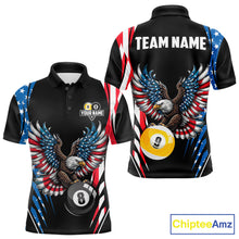 Load image into Gallery viewer, American Flag Eagle 8 Ball &amp; 9 Ball Billiard Shirt For Men Custom Patriotic Pool Team Jersey TDM5314