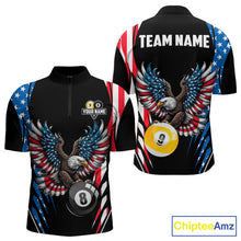 Load image into Gallery viewer, American Flag Eagle 8 Ball &amp; 9 Ball Billiard Shirt For Men Custom Patriotic Pool Team Jersey TDM5314