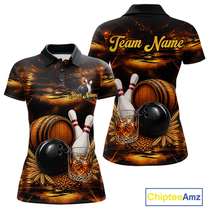 Personalized Vintage Bourbon Bowling Shirt For Women, Funny Bowling Jersey Team Polo & 1/4 Zip TDM6420
