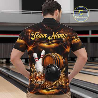 Personalized Vintage Bourbon Bowling Shirt For Men, Funny Bowling Jersey Team Polo & 1/4 Zip TDM6420