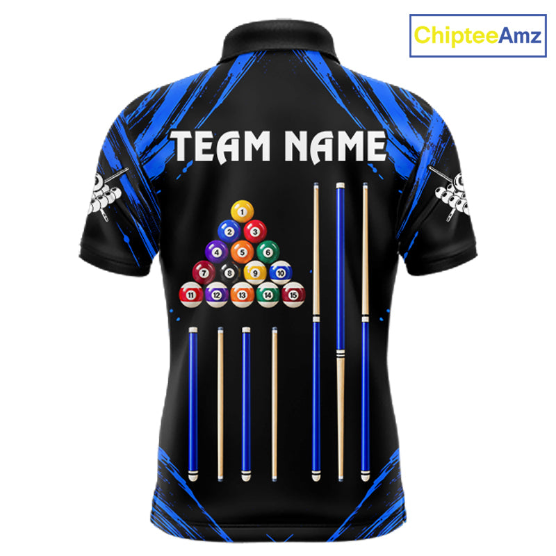 Personalized Black And Blue 8 Ball Billiard Pool Shirts For Men Custom Billiard League Team Jersey TDM7683