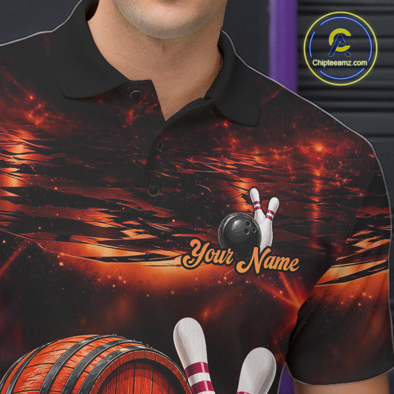 Personalized Red Vintage Bourbon Bowling Shirt For Men, Funny Bowling Jersey Team Polo & 1/4 Zip TDM7699