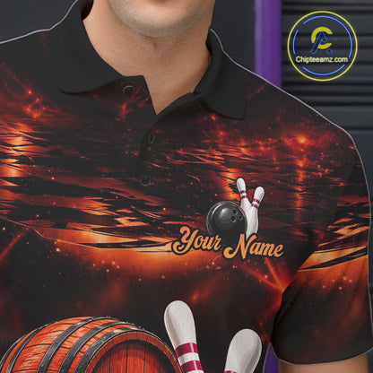 Personalized Red Vintage Bourbon Bowling Shirt For Men, Funny Bowling Jersey Team Polo & 1/4 Zip TDM7699