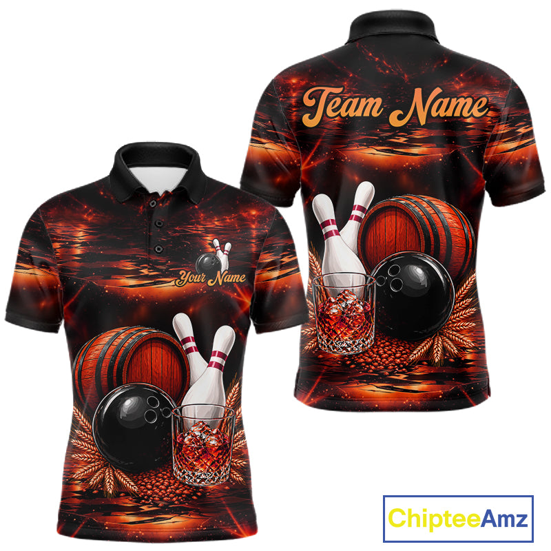 Personalized Red Vintage Bourbon Bowling Shirt For Men, Funny Bowling Jersey Team Polo & 1/4 Zip TDM7699