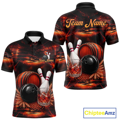 Personalized Red Vintage Bourbon Bowling Shirt For Men, Funny Bowling Jersey Team Polo & 1/4 Zip TDM7699