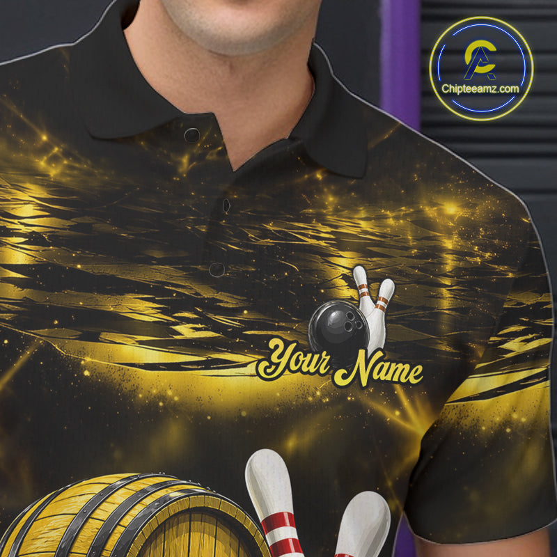 Personalized Yellow Vintage Bourbon Bowling Shirt For Men Custom Bowling Jersey Team Polo, 1/4 Zip TDM7700