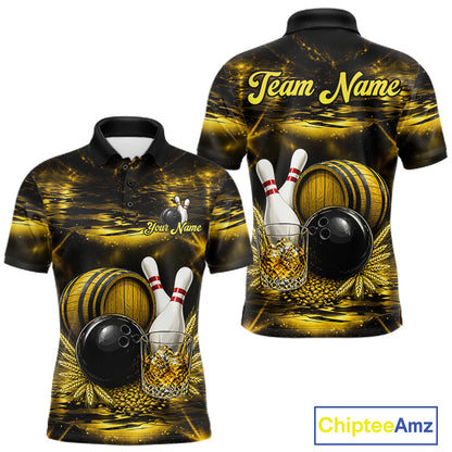 Personalized Yellow Vintage Bourbon Bowling Shirt For Men Custom Bowling Jersey Team Polo, 1/4 Zip TDM7700