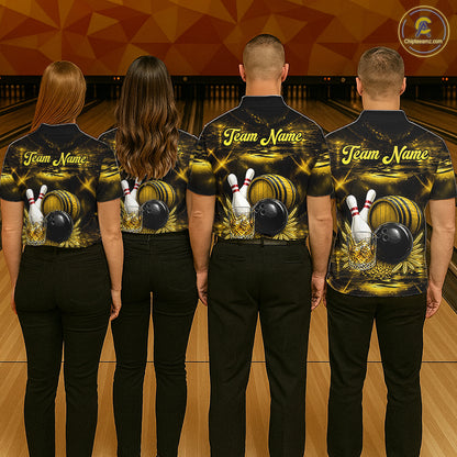 Personalized Yellow Vintage Bourbon Bowling Shirt For Men Custom Bowling Jersey Team Polo, 1/4 Zip TDM7700