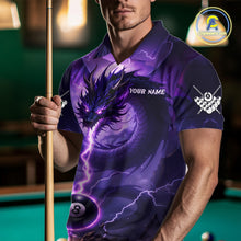 Load image into Gallery viewer, Purple 8 Ball Lightning Dragon Billiard Jersey For Men Custom Pool Team Shirt Polo &amp; 1/4 Zip TDM5114