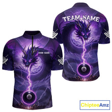 Load image into Gallery viewer, Purple 8 Ball Lightning Dragon Billiard Jersey For Men Custom Pool Team Shirt Polo &amp; 1/4 Zip TDM5114