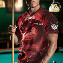 Load image into Gallery viewer, Red 8 Ball Lightning Dragon Billiard Jersey For Men Custom Pool Team Shirt Polo &amp; 1/4 Zip TDM5116