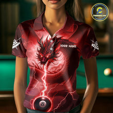 Load image into Gallery viewer, Red 8 Ball Lightning Dragon Billiard Jersey For Women Custom Pool Team Shirt Polo &amp; 1/4 Zip TDM5116
