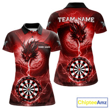Load image into Gallery viewer, Red Dartboard Lightning Dragon Womens Darts Shirt Custom Darts Jersey Team Polo &amp; 1/4 Zip TDM5118